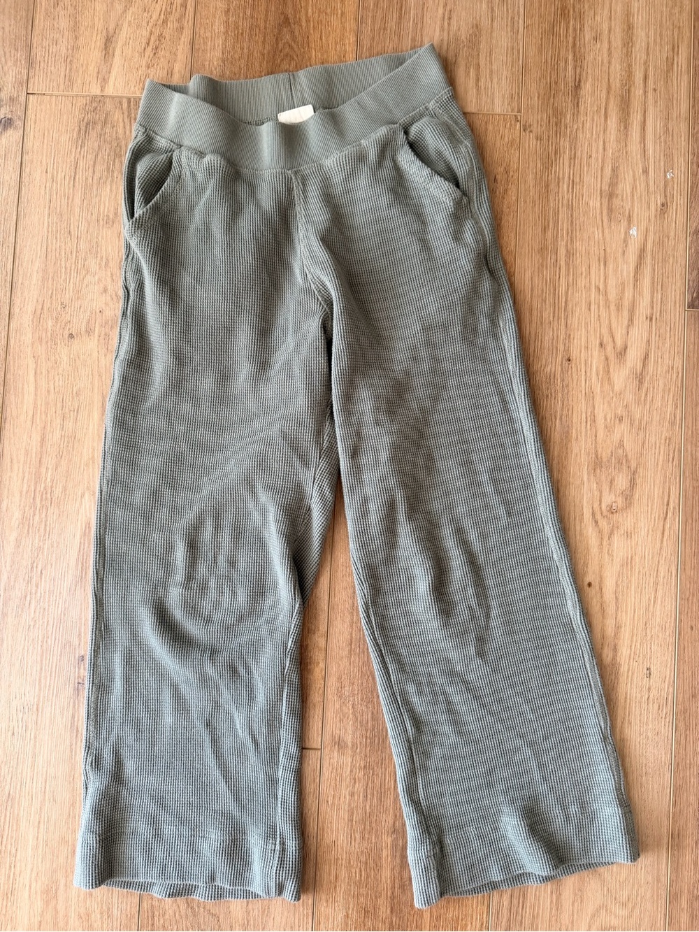 Pact Thermal Waffle Wide Leg Pants Green Size Small - Picture 1 of 9